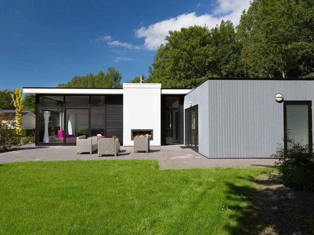 Modern Chalet With a Fireplace in a Holiday Park