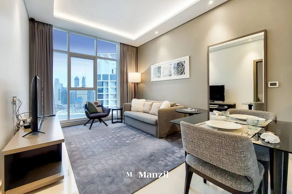 Manzil - 1BR in Business Bay w Burj & Canal Views