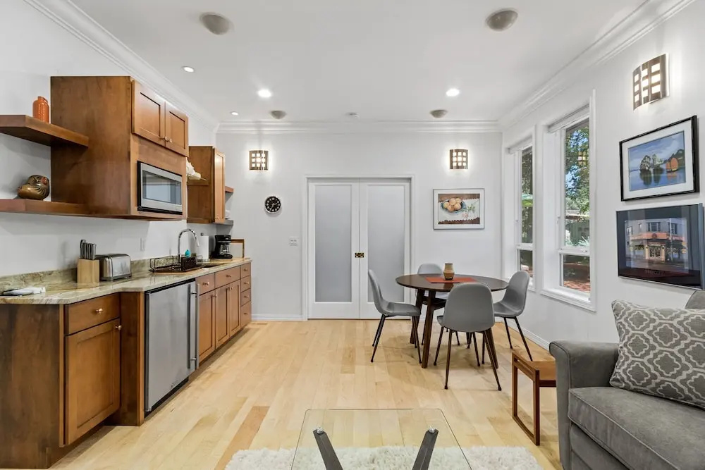 Big Bear Home features Private Entrance and Patio with Fire Pit by RedAwning