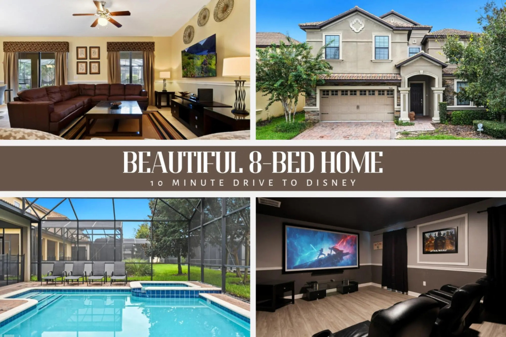 8BD 5BA Spacious Home w Pool SPA Theater Game Room