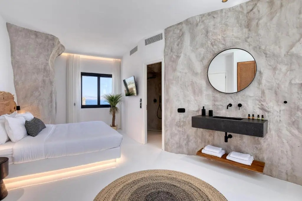 Mykonos Town Black Villa with Cave Heated Pool