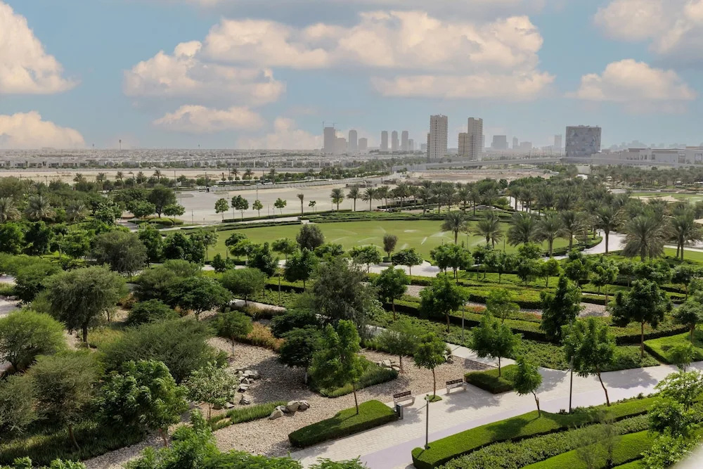 Luxurious Dubai Hills with balcony park view