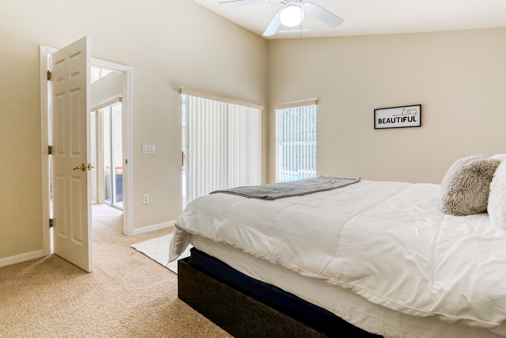 Stylish Retreat With a Private, Heated Pool, Central AC, & Garage Game Room
