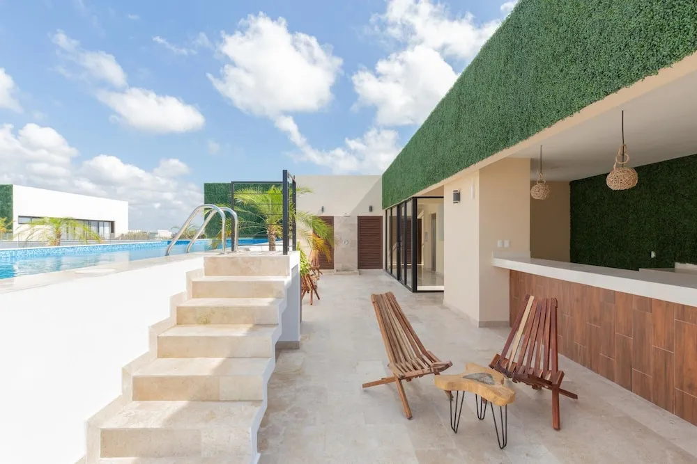Excellent Modern Apartment in Aldea Zama Movie Theater Rooftop Pool Close to the Beach