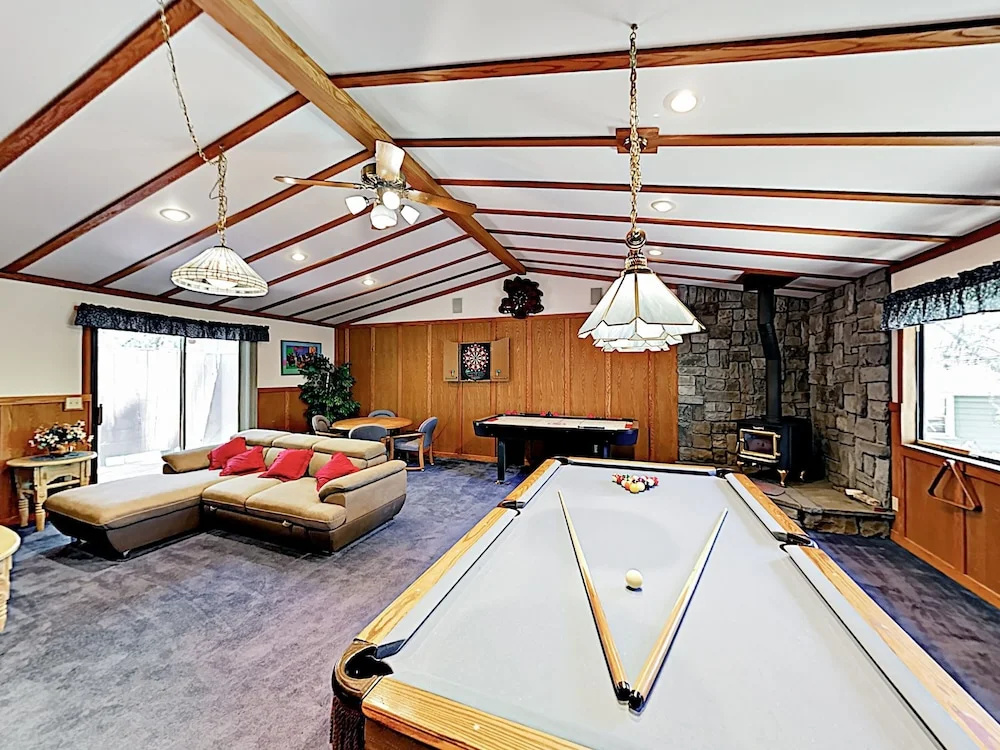 New Listing! Fireside Fun W/ Deck, Game Room & Bar 2 Bedroom Home