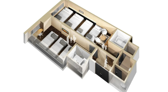 Четырёхместный номер Moegi Outer-Side Connect Отель Ginza Capital Moegi
