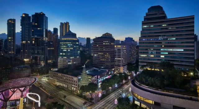 Executive Club huone kaupunkinäköala Singapore Marriott Tang Plaza Hotel