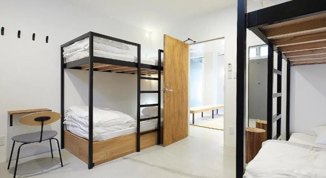 Кровать в общем номере Glamping Tokyo Asakusa