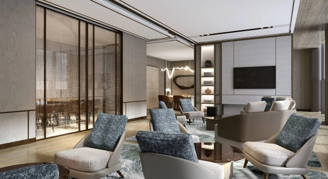 Standardowy czteroosobowy klub pokój z widokiem na miasto Wenzhou Marriott Hotel