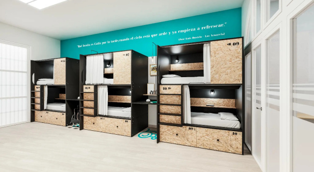 Кровать в общем номере Planeta Cadiz Hostel