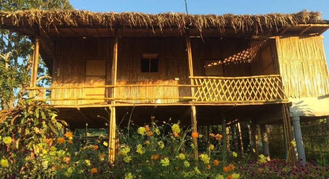 Кровать в общем номере Baan 2 Dao Farmstay