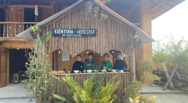 Кровать в общем номере Kiên Mán Homestay