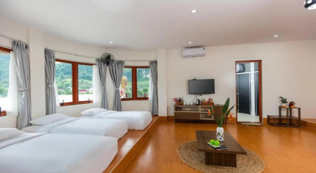 Кровать в общем номере Mộc Châu Eco Garden Resort