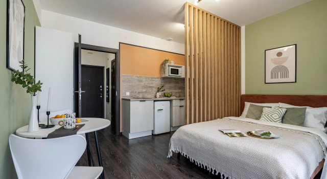 Двухместная студия Comfort с балконом и с видом на город Квартира Киви Garnet Apartments