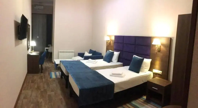 Separate Beds 2nd Floor Kitchen and Microwave Triple Studio MariS Hotel